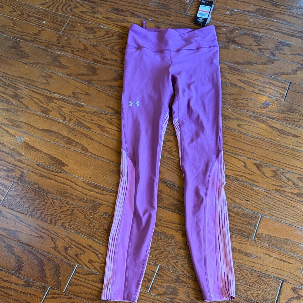 Under Armour Girls' Purple Performance Leggings with Textured Panels
